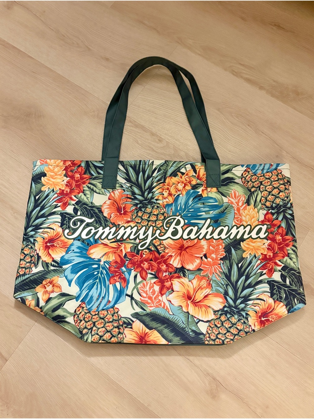 Tommy Bahama Tropical Floral Pineapple Tote - Blue, Orange, Green